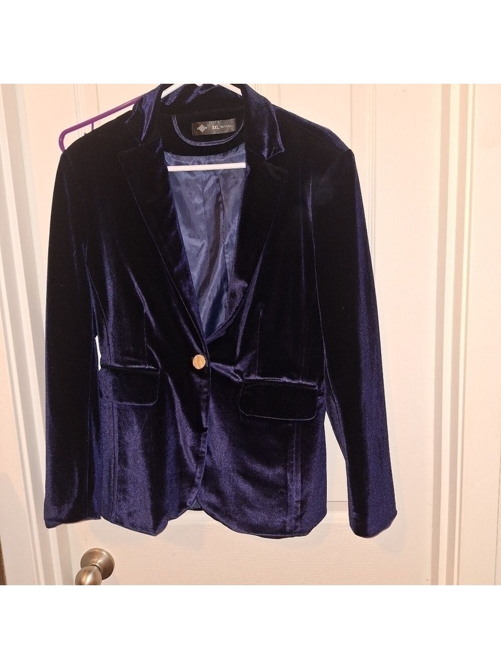 Vintage Blue Velvet Blazer Large